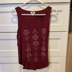 Old Navy Burgundy Floral Tank Top